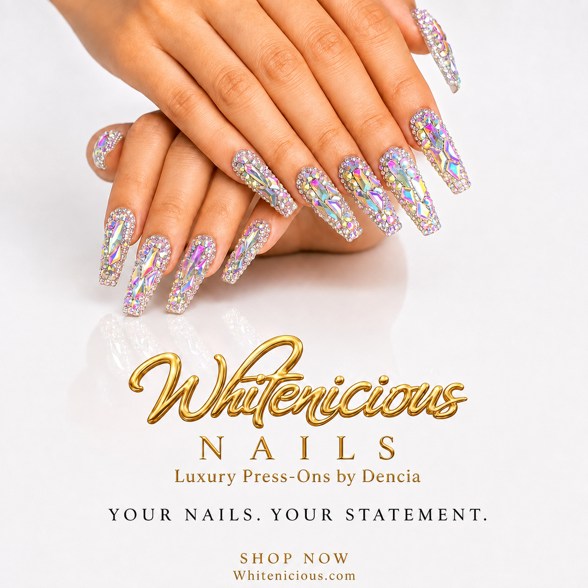 AB Crystal Press On Square Nails