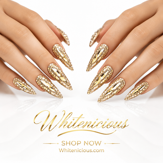 Eiffel Tower At Night Golden Press On Nails