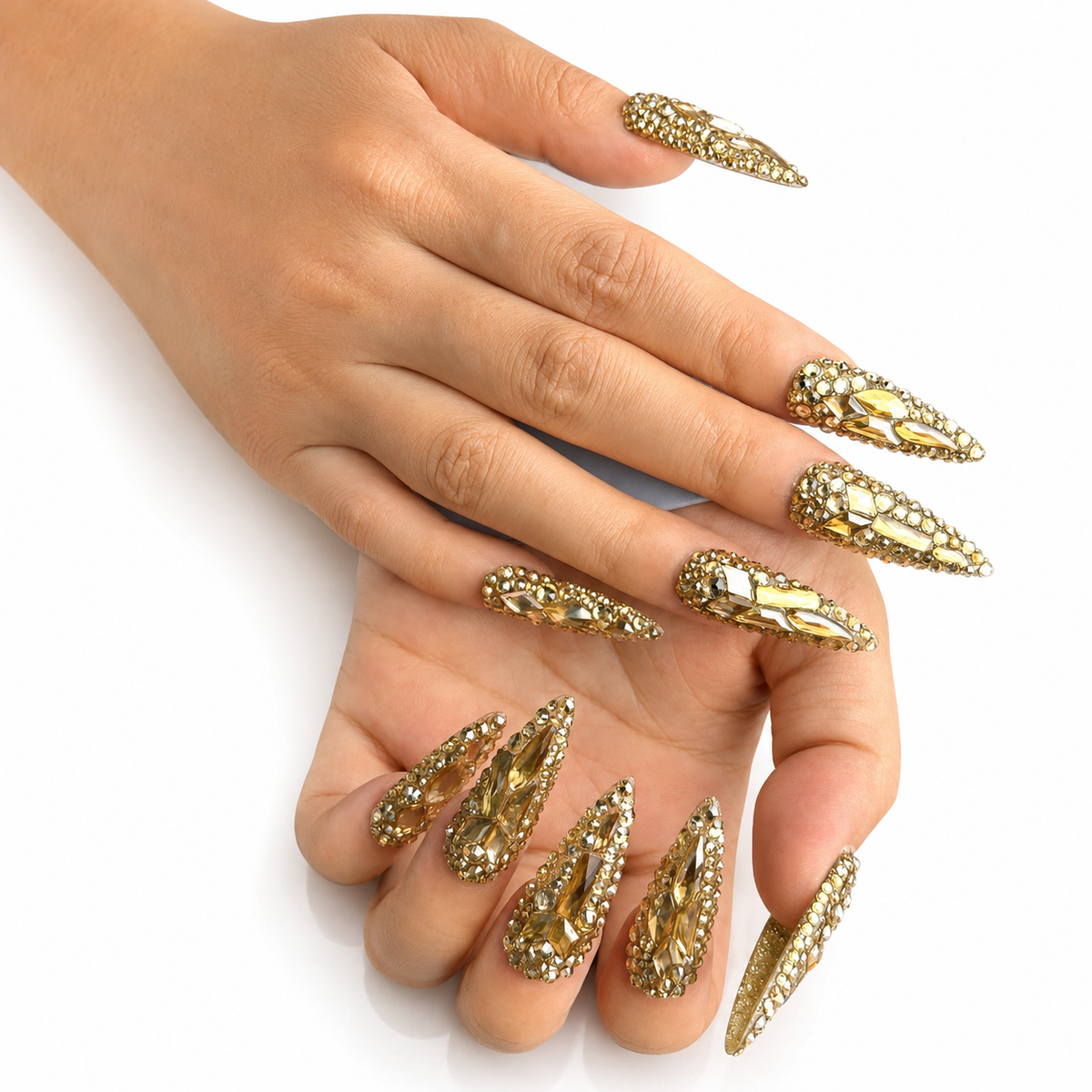 Eiffel Tower At Night Golden Press On Nails