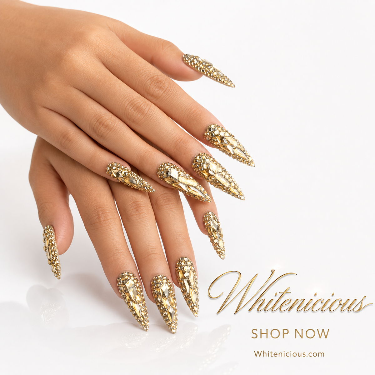 Eiffel Tower At Night Golden Press On Nails